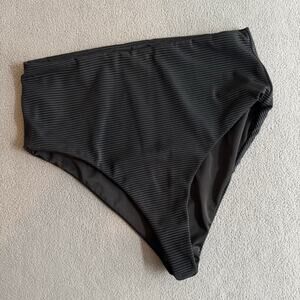FAYT The Label Swim Bikini Bottoms 10 (6 US) Black Mid High Waist